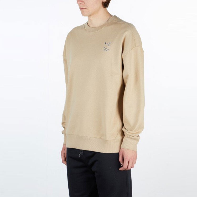 PUMA x Maison Kitsune Unisex Breathable Knitting Round-Neck Sweatshirt Khaki 532324-96 - 4
