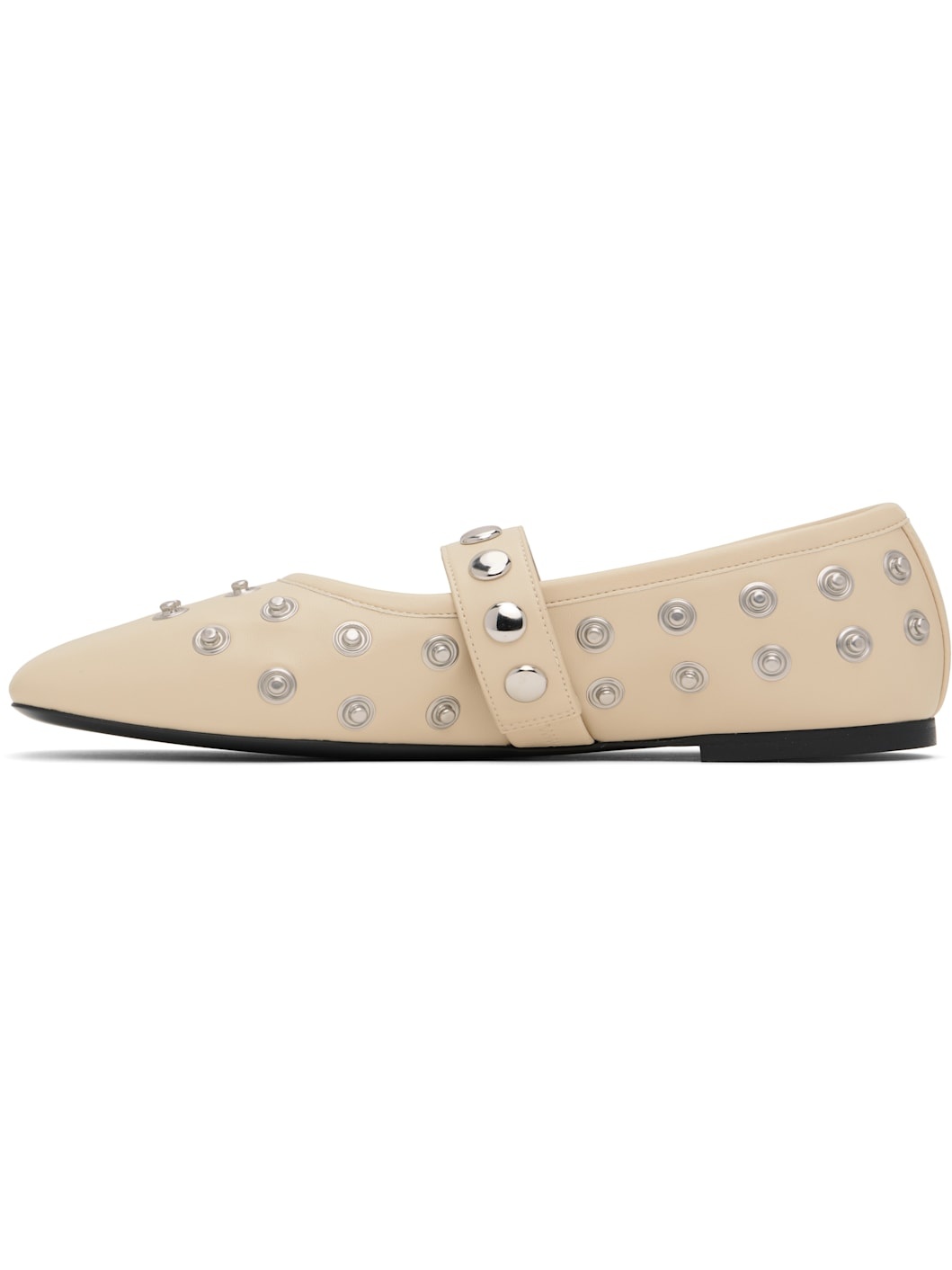 Beige Ryder Popper-Studded Ballerina Flats - 3