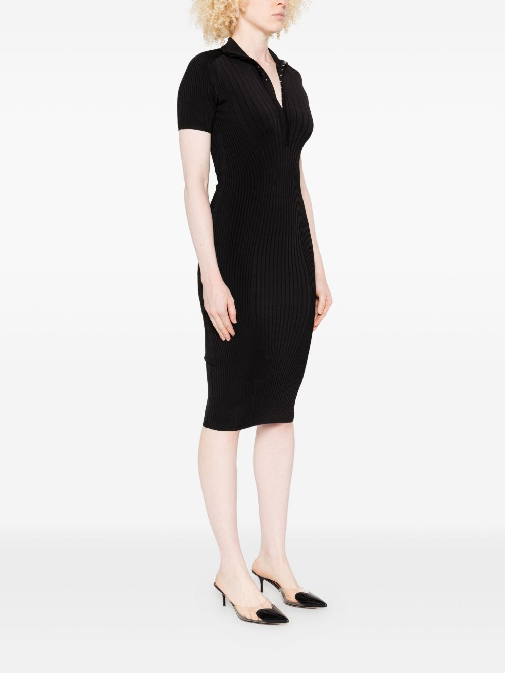 hook-and-eye rib-knit midi dress - 3