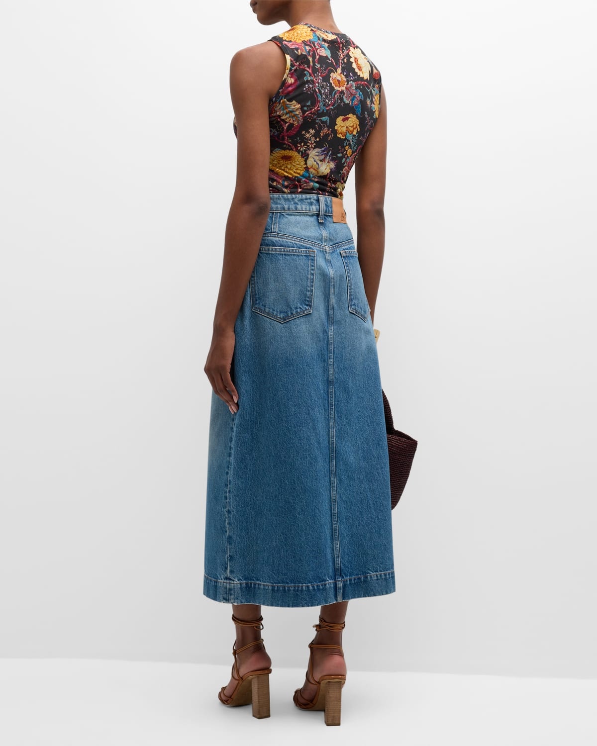 The Bea Vented Midi Denim Skirt - 4