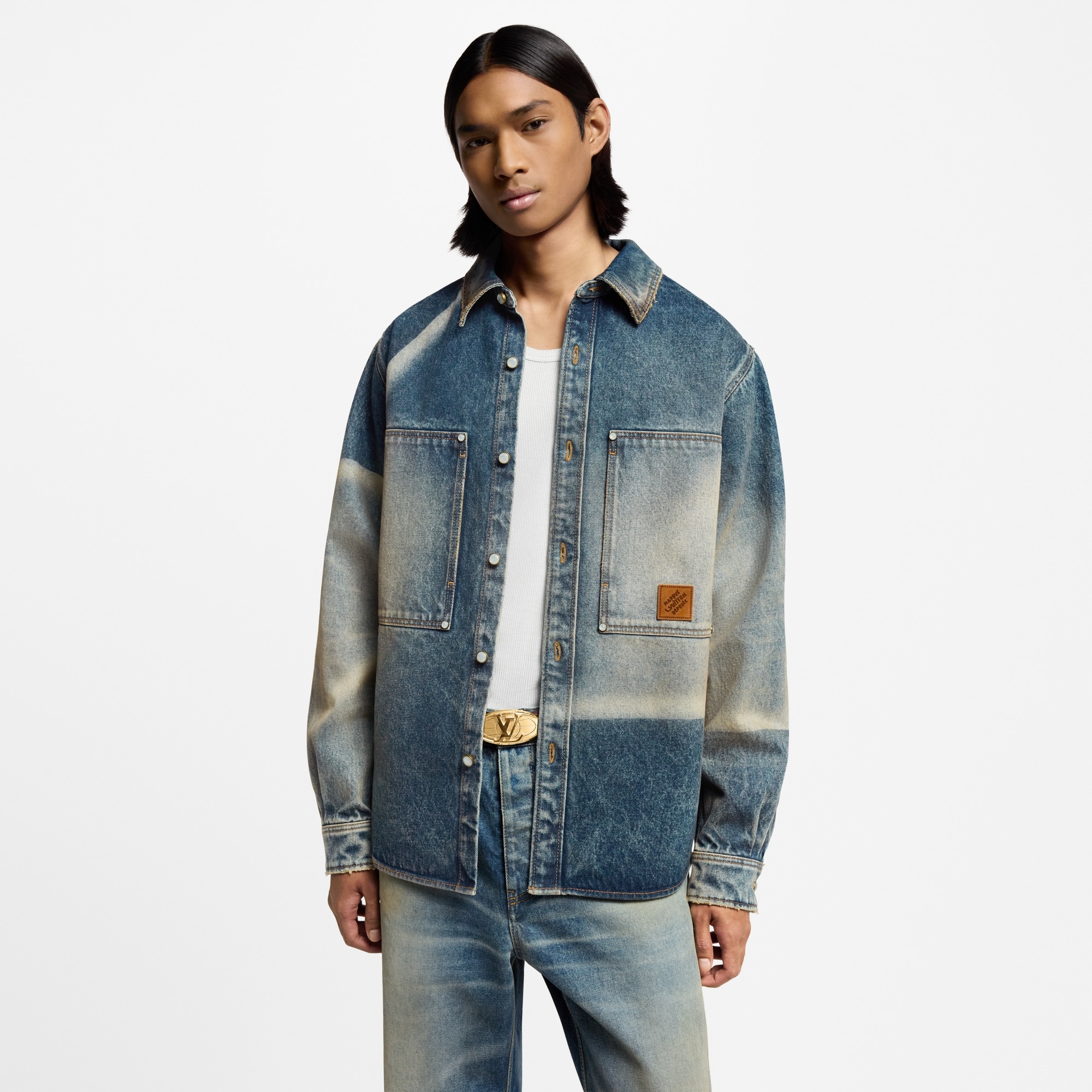 Sunfaded Effect Denim Long-Sleeved Shirt - 2