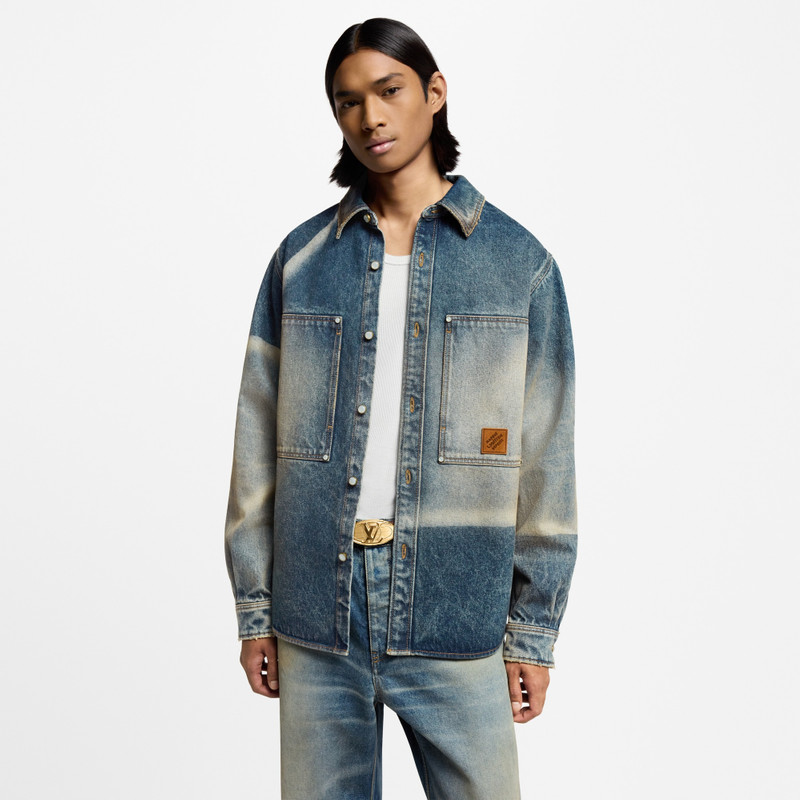 Sunfaded Effect Denim Long-Sleeved Shirt 2