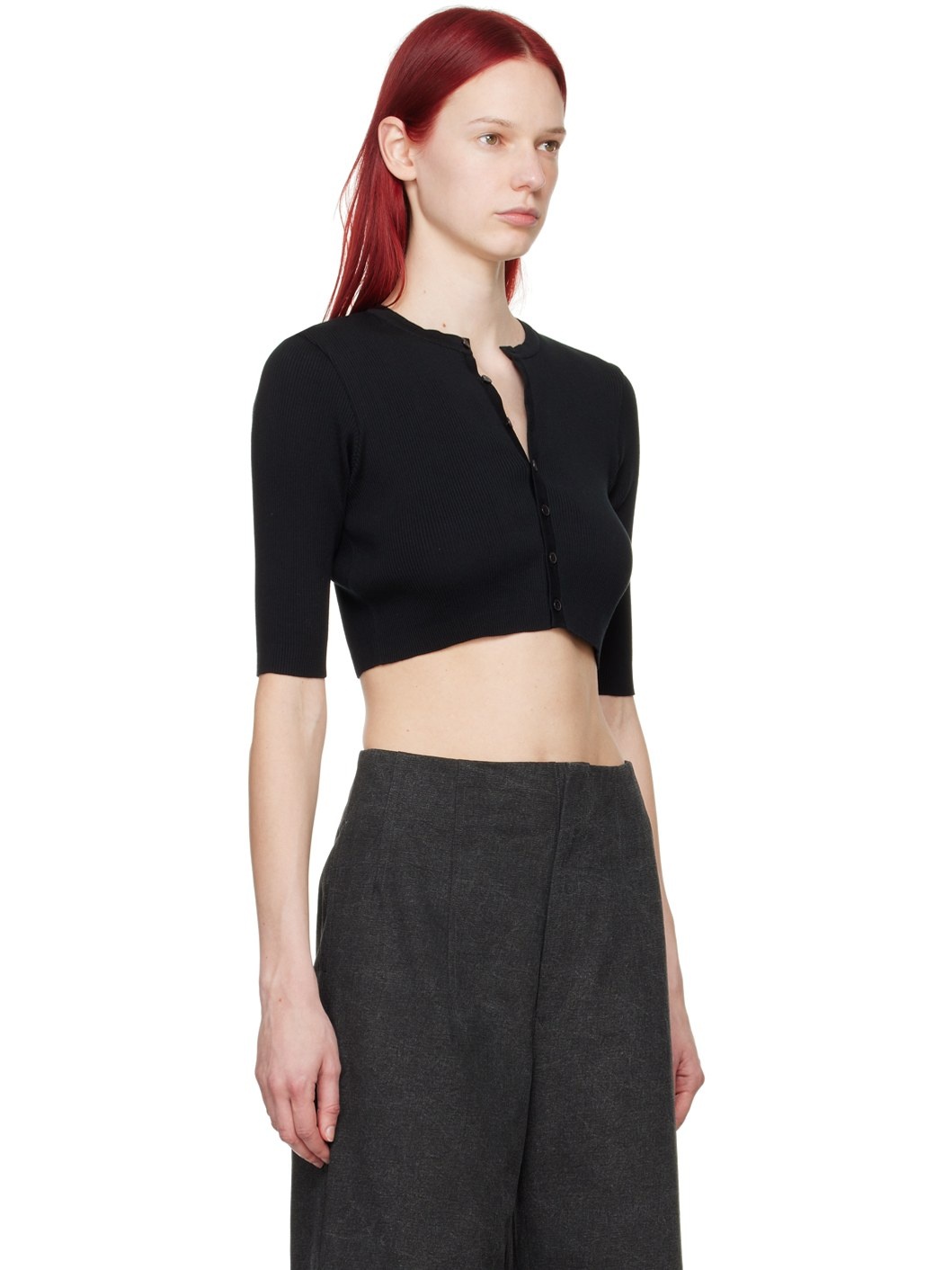 Black Rib Cardigan - 3