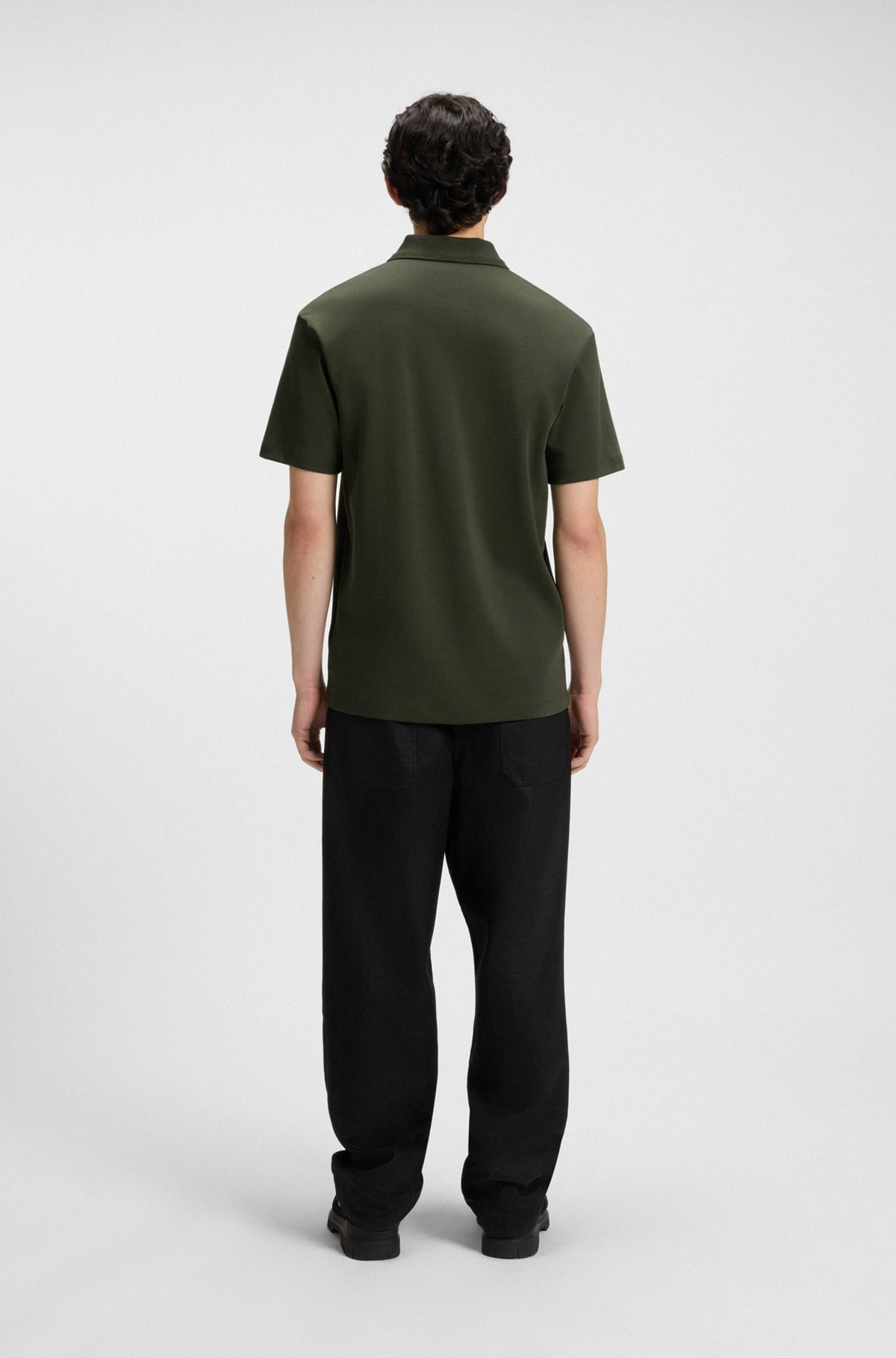 INTERLOCK-COTTON POLO SHIRT WITH STACKED LOGO - 5