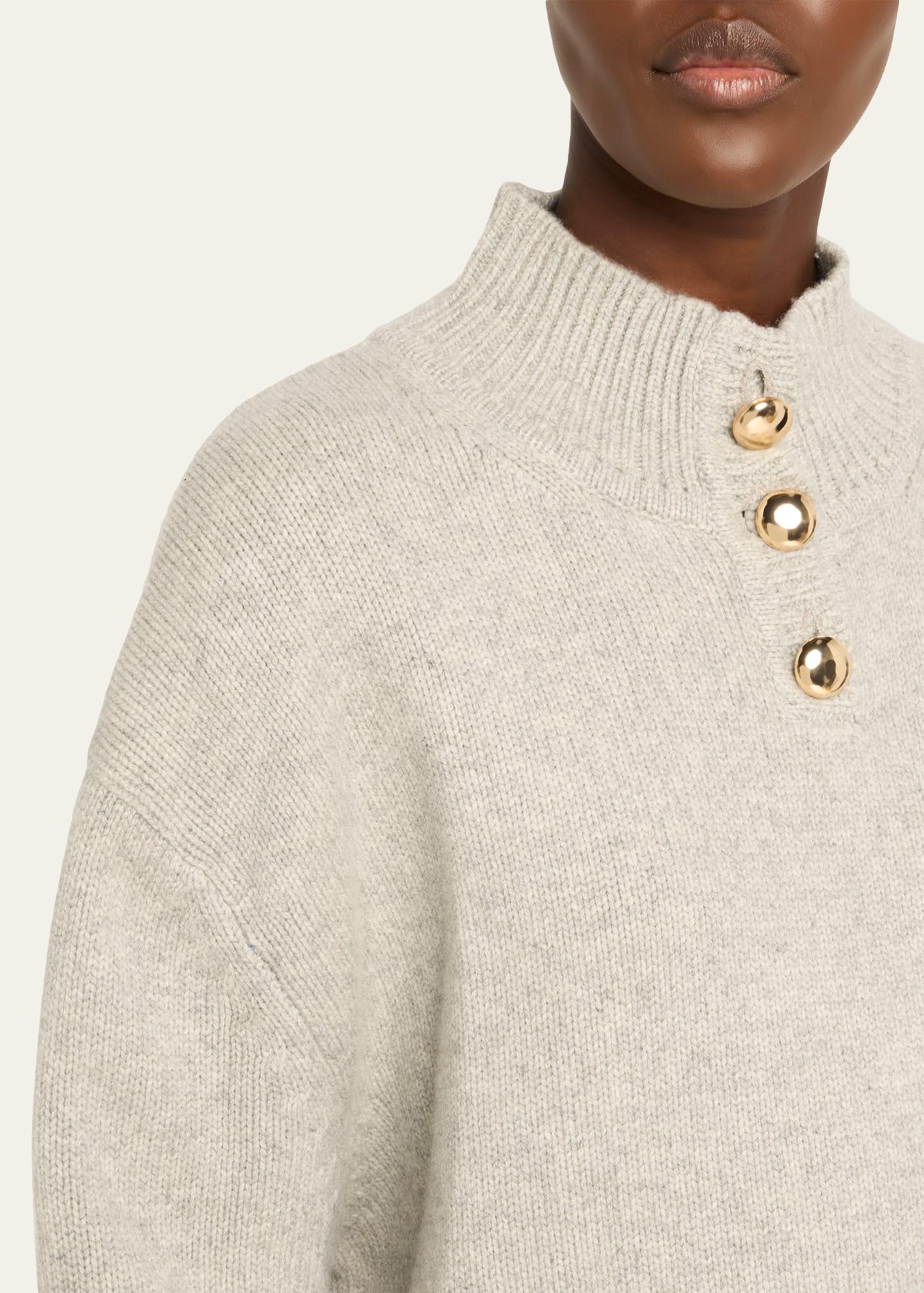 Rowe Macroon-Button Crop Henley Sweater - 5