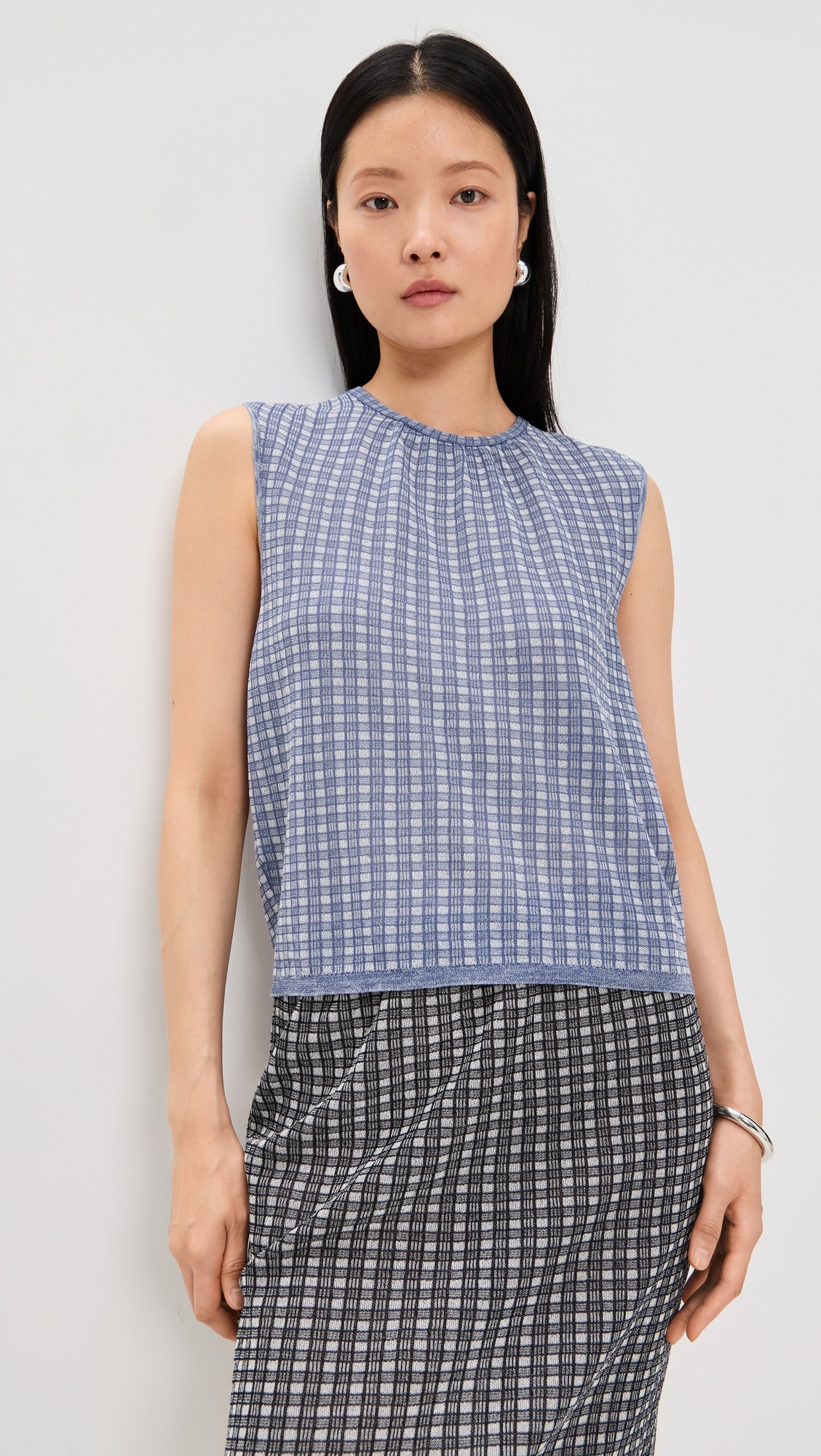 Bradley Crewneck in Plaid Knit - 1