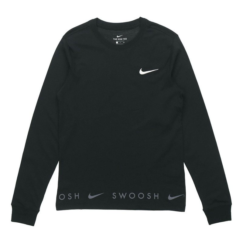Nike Sportswear Swoosh 캐주얼 스포츠 승무원 목 긴 소매 블랙 DA0336-010 - 1