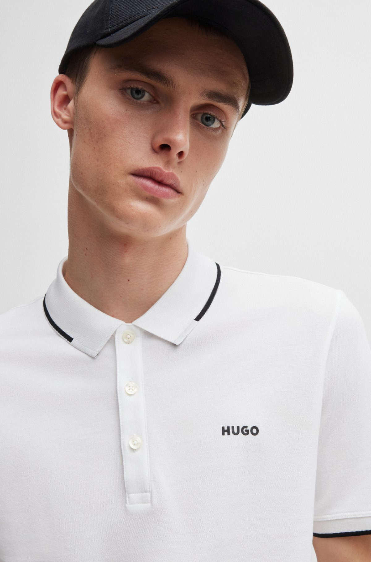 STRETCH-COTTON SLIM-FIT POLO SHIRT WITH PRINTED LOGO - 3