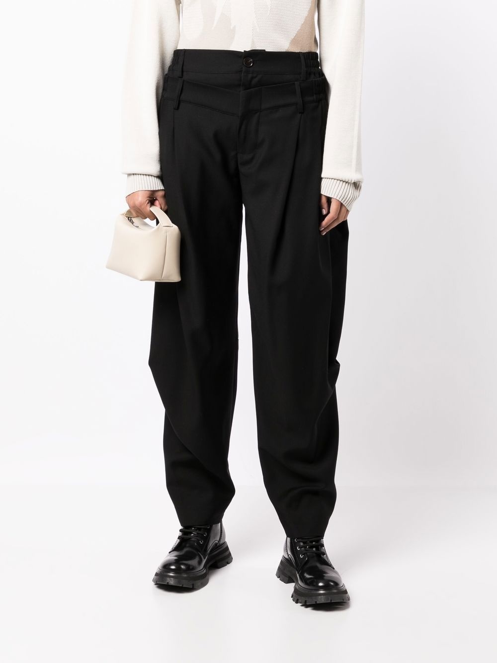 double-waistband tailored trousers - 3