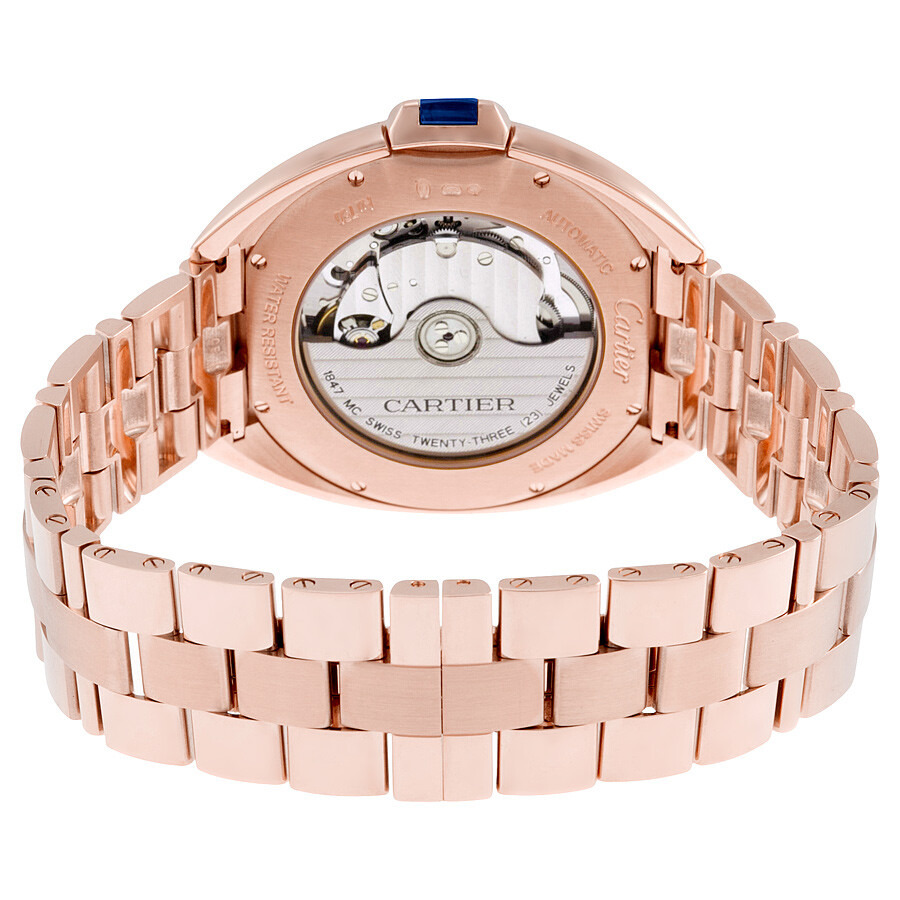 Cartier Cle Silvered Flinque Dial 18kt Rose Gold Men's Watch WGCL0002 - 3