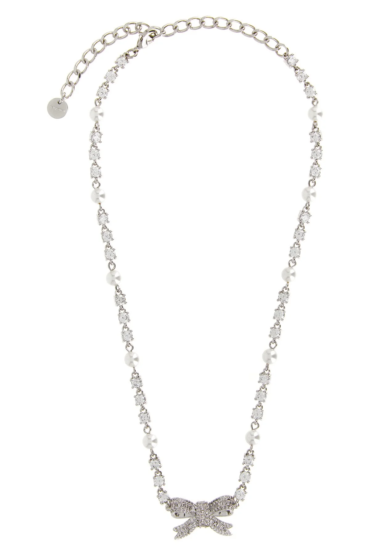 'Crystal Pearl Bow' Necklace - 1