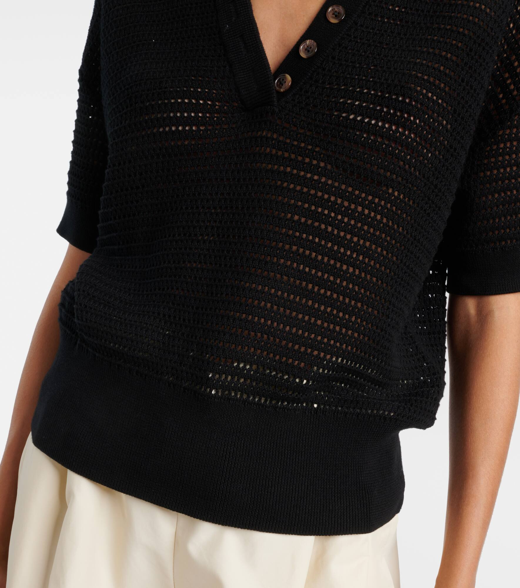 Callie open-knit cotton mesh top - 5
