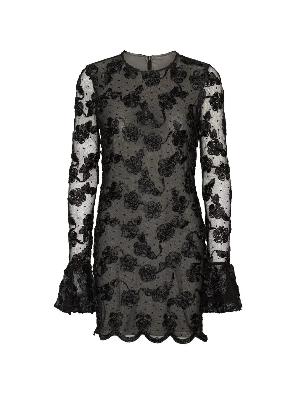 flower mesh ls mini dress - 1