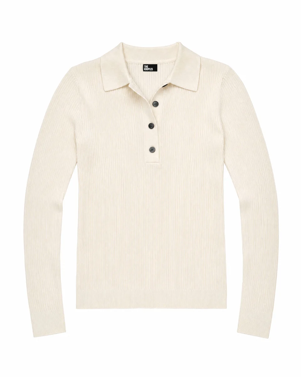 ECRU MERINO WOOL POLO-NECK SWEATER - 1