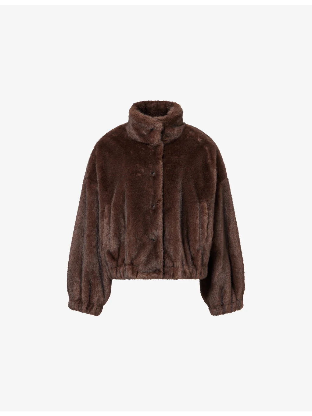 Long-Sleeve Faux-Fur Short Coat - 1