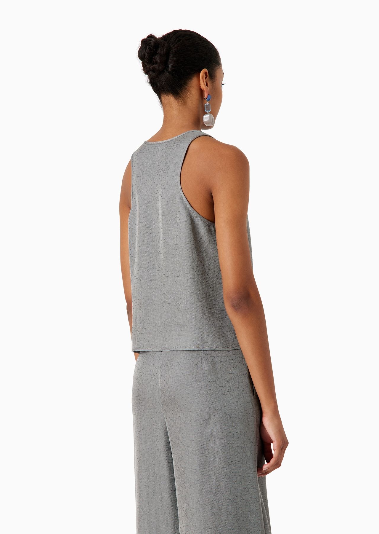 ASV top in a Lyocell and silk blend with a geometric micro motif - 3