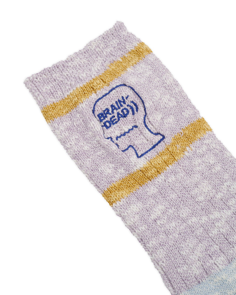 Slub 2 Stripes Crew Sock - Light Blue 3
