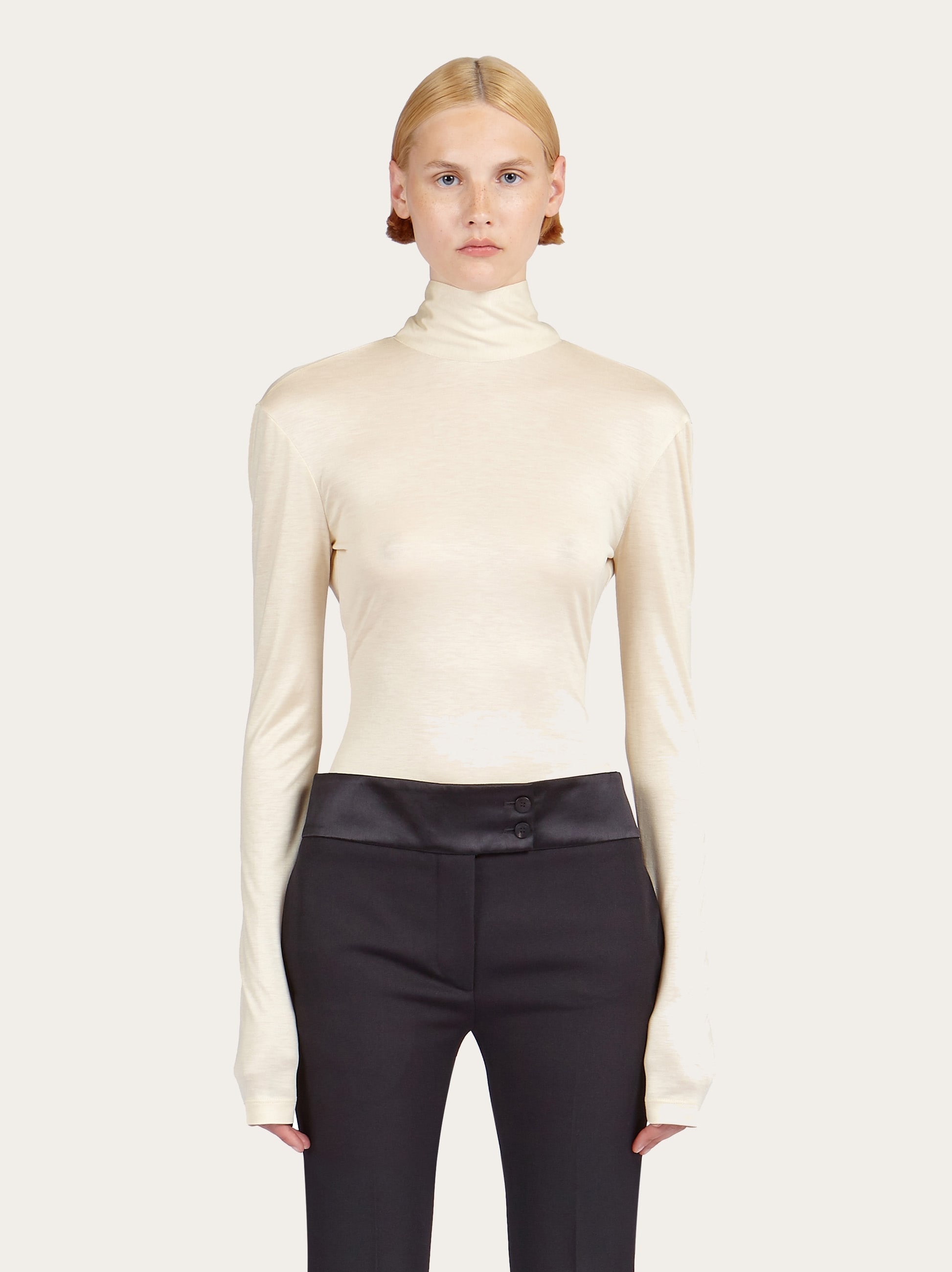 Jersey turtleneck with low cut back - 2