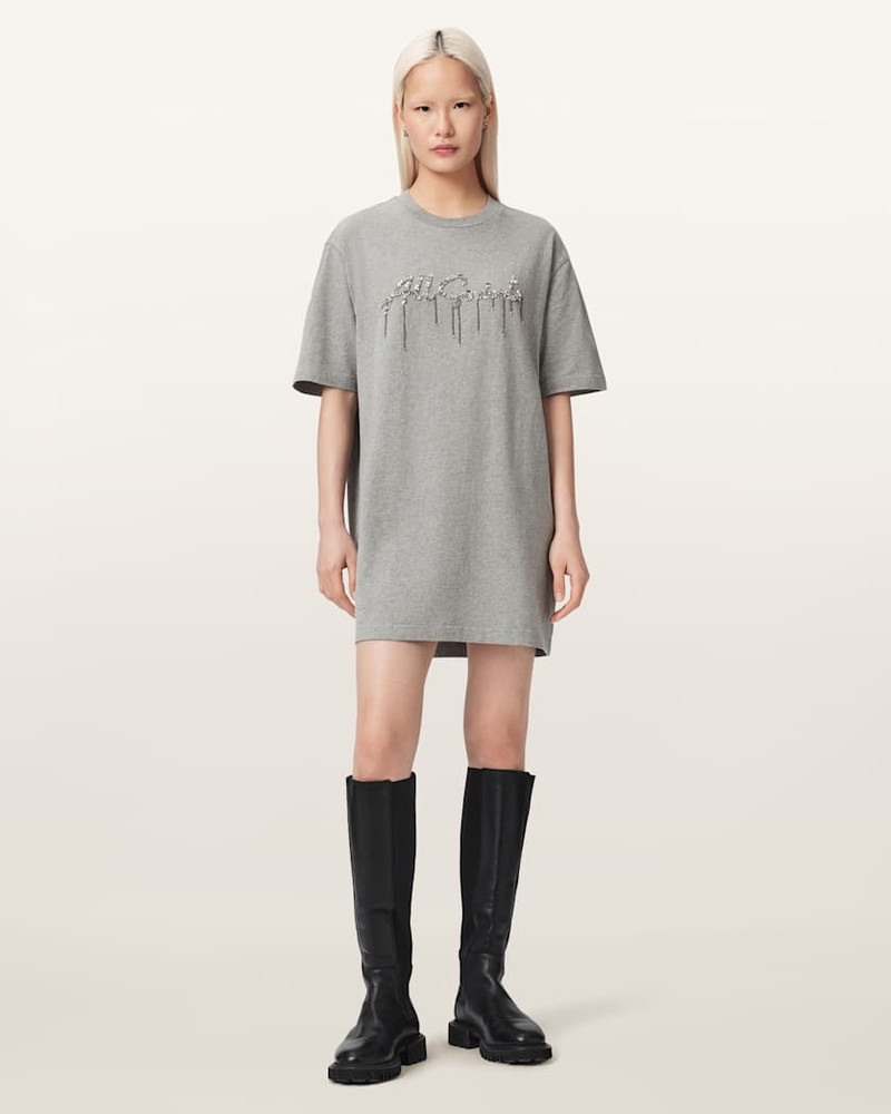 ALLSAINTS CHAINS EMBELLISHED T-SHIRT MINI DRESS outlook