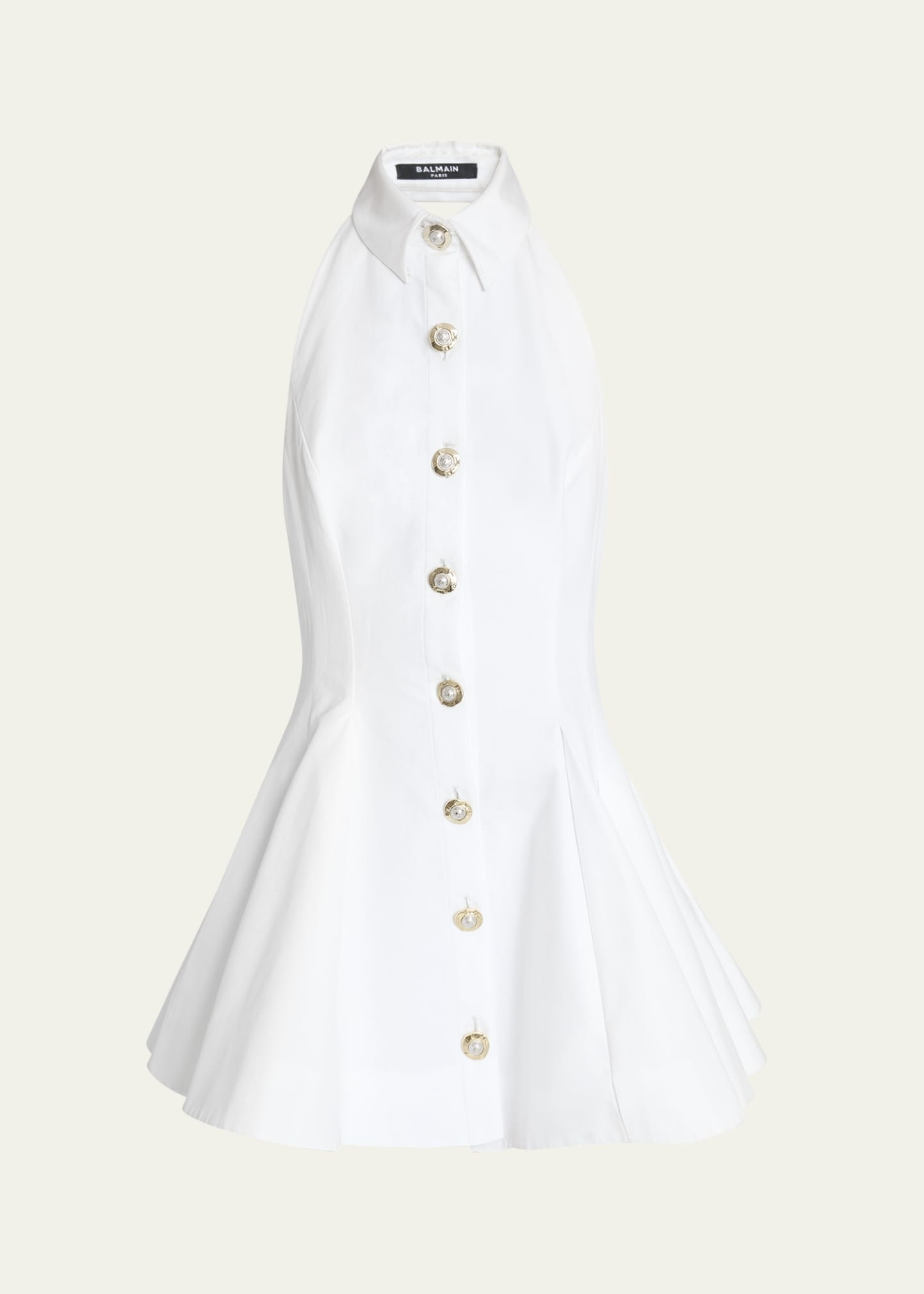 Halter Popeline Fit-&-Flare Mini Shirtdress - 1