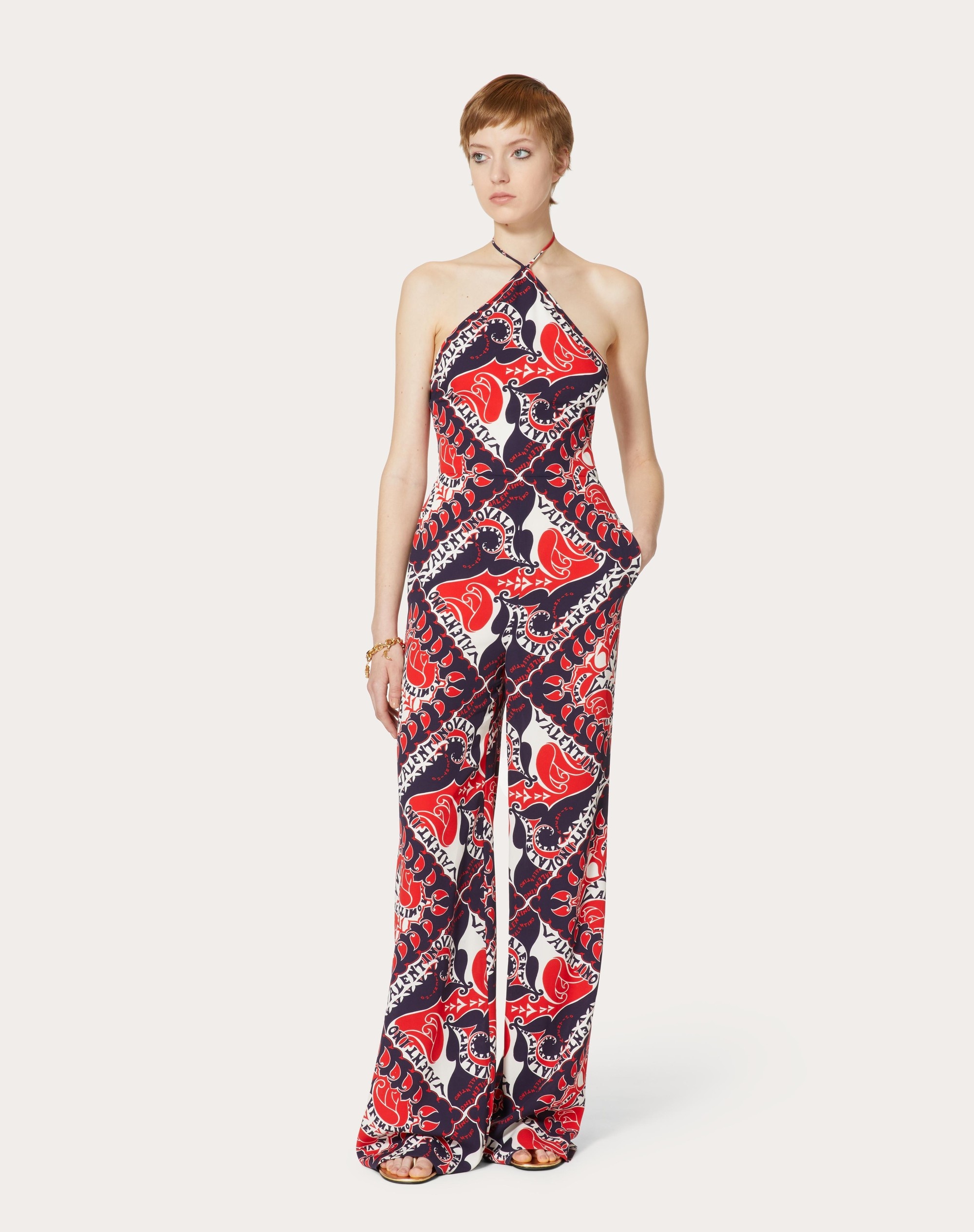 CREPE DE CHINE JUMPSUIT WITH ARCHIVE MANIFESTO BANDANA PRINT - 3