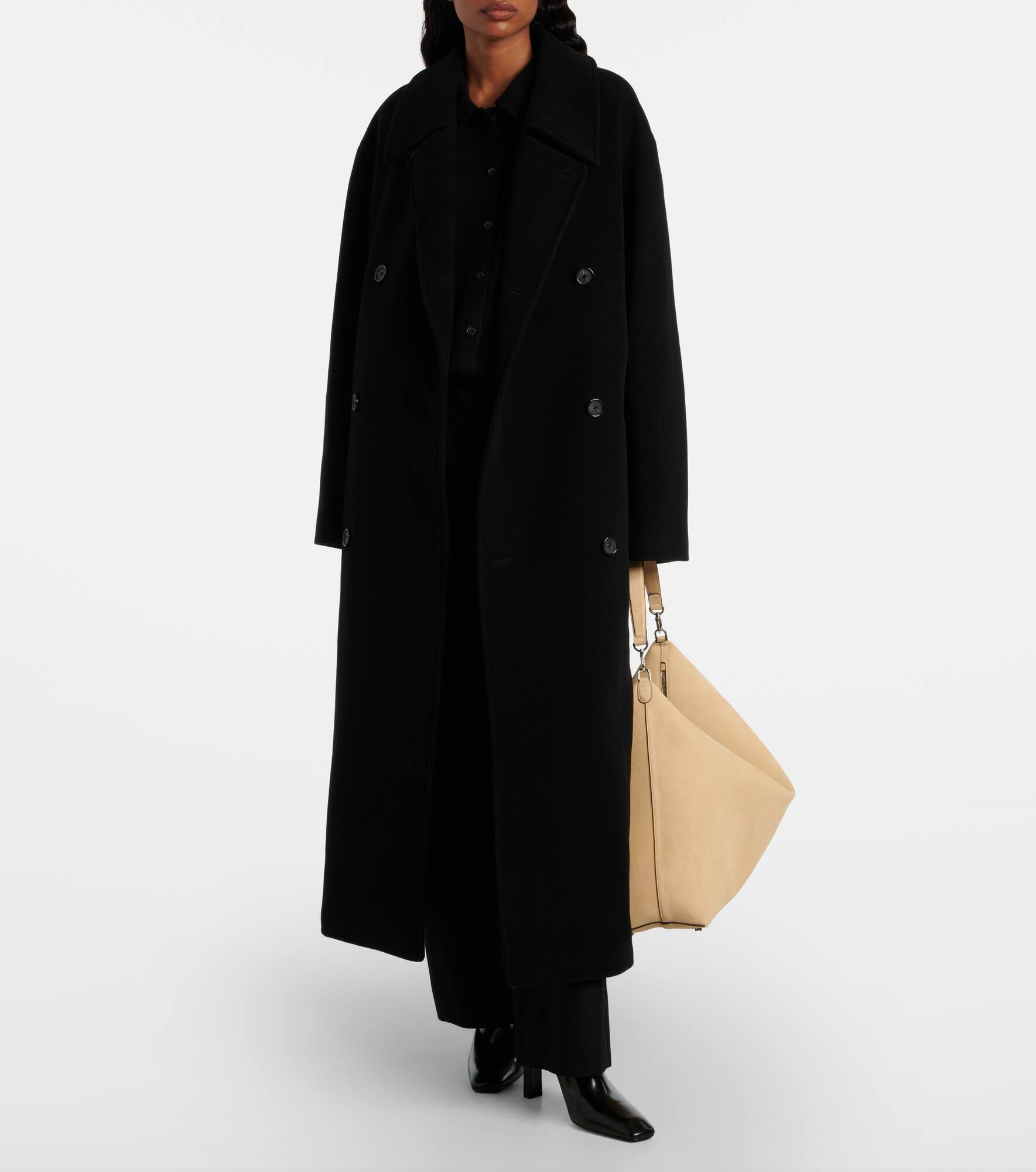Double-breasted wool-blend coat - 2