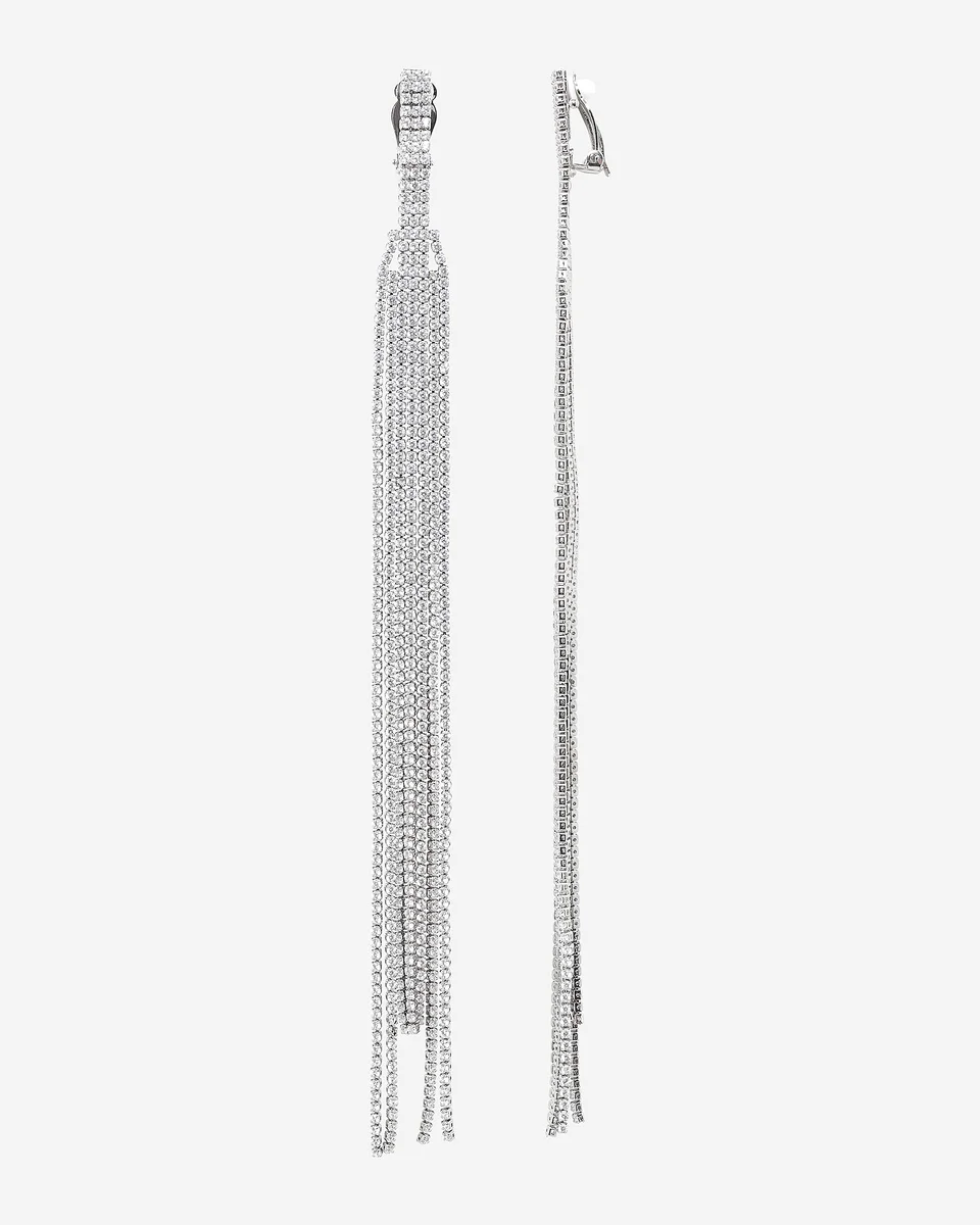 LONG SILVER CLIP-ON EARRINGS - 1