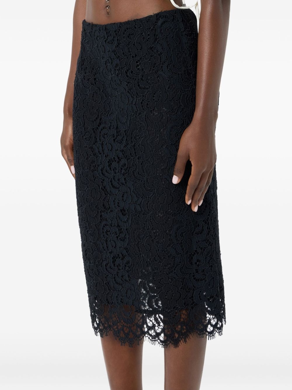 lace-embellished pencil skirt - 5