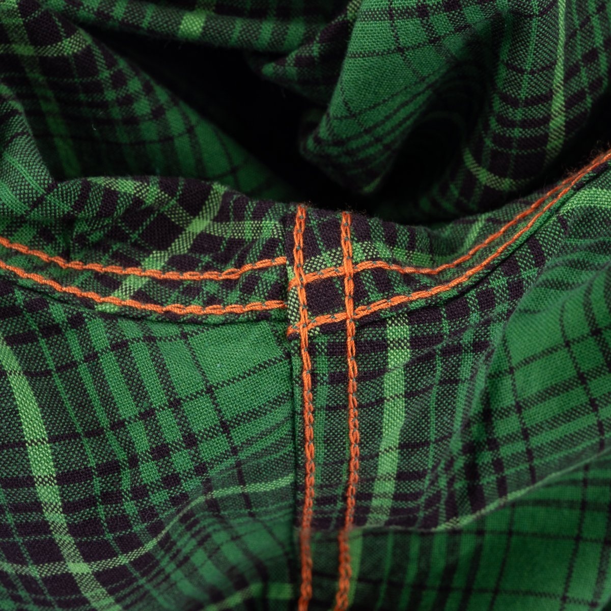 IHSH-392-GRN 5oz Selvedge Short Sleeved Work Shirt - Green Vintage Check - 10