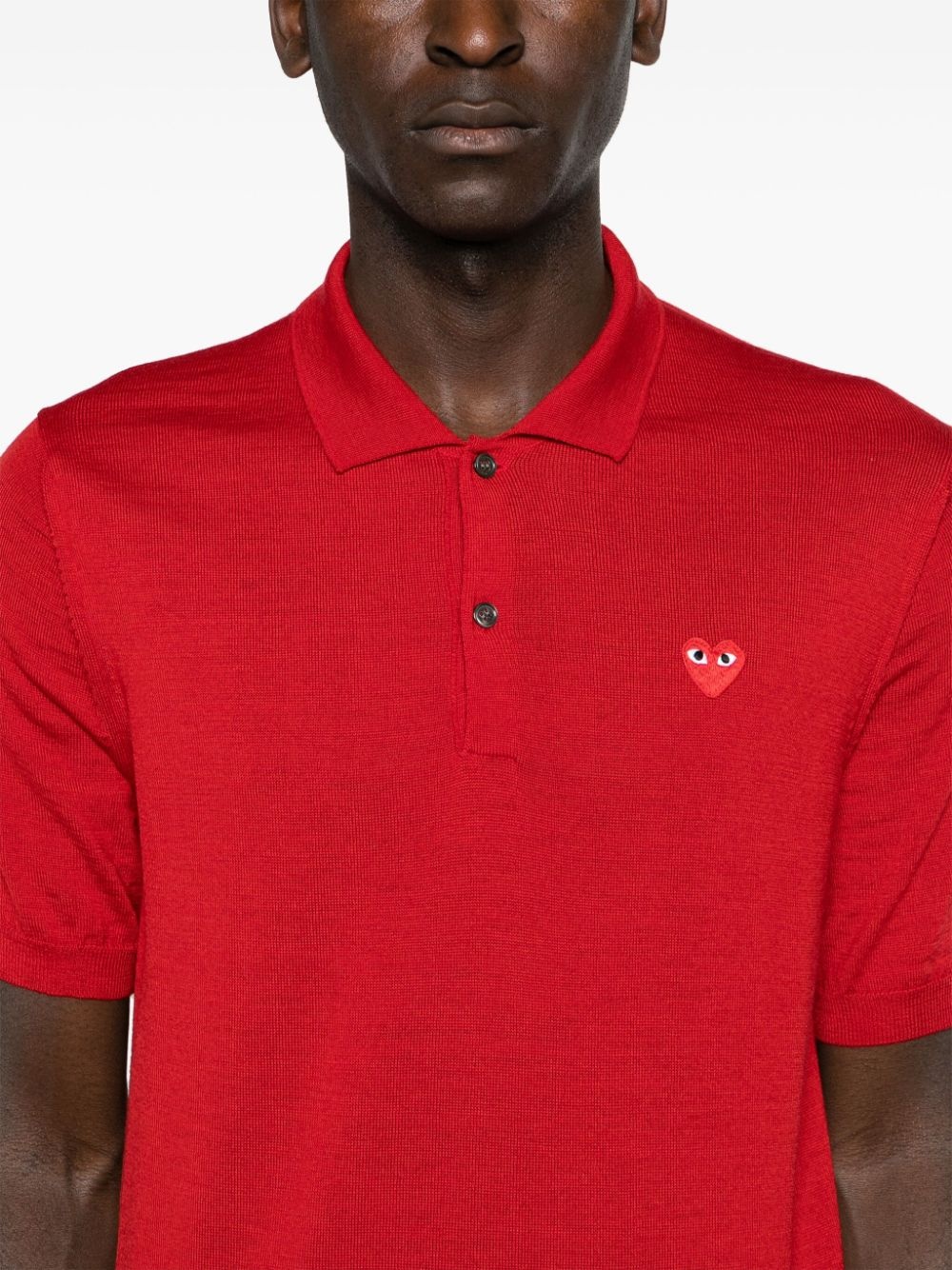heart-patch wool polo shirt - 6