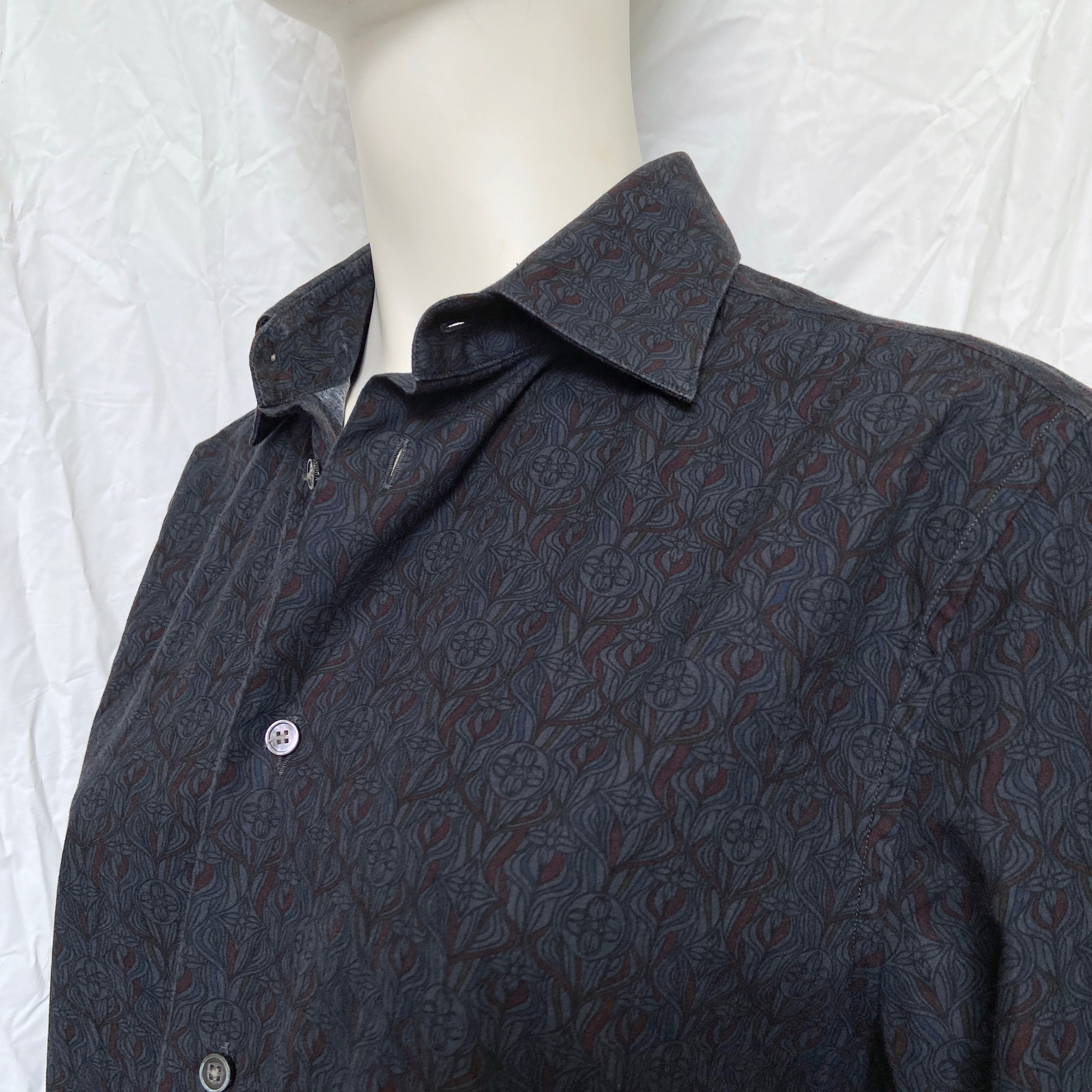 Louis Vuitton Fall 2010 Navy Monogram Button up Shirt - 4