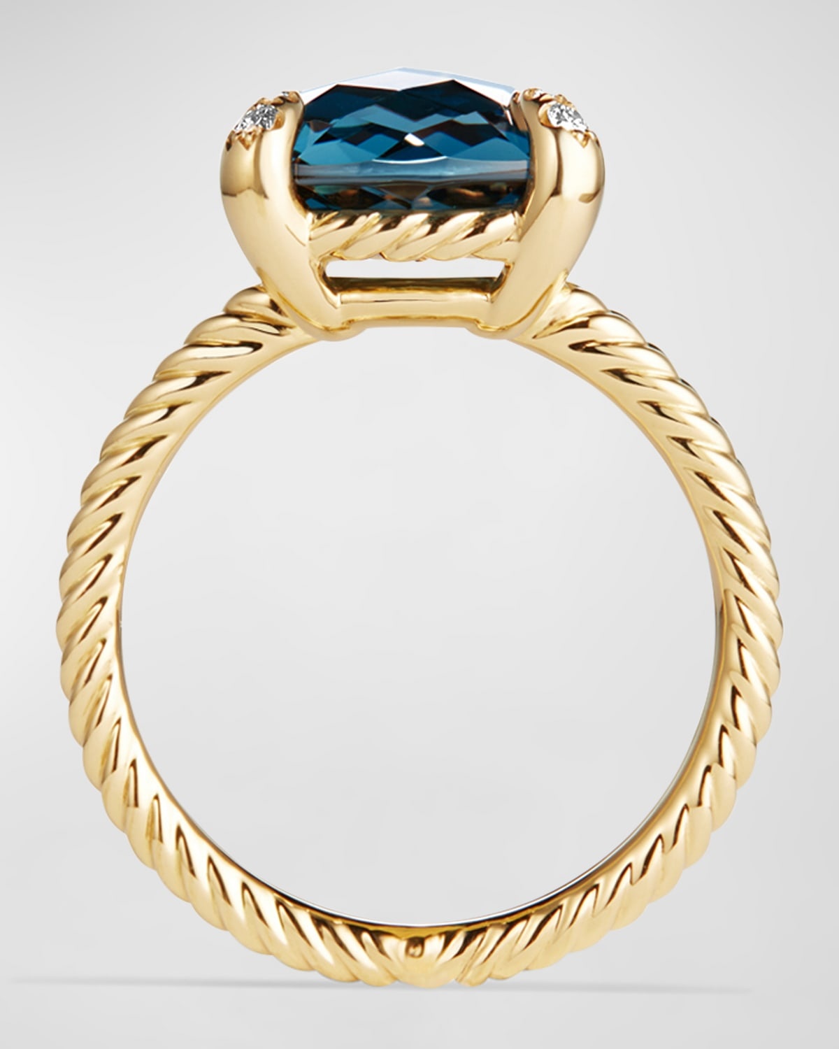 Chatelaine Ring with Diamonds and Gemstone in 18K Gold, 11mm - 3