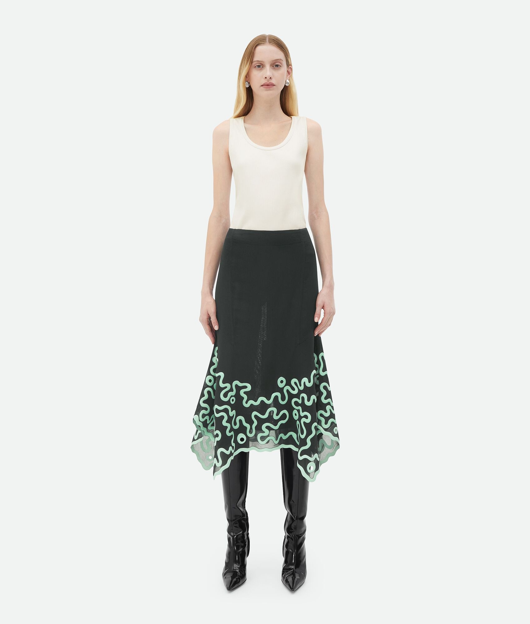 Cotton Midi Skirt With Silicone Motif - 1
