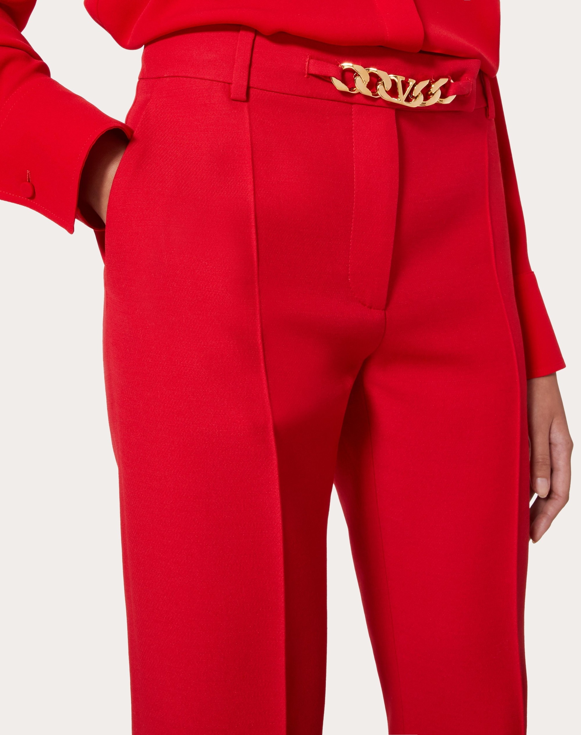 CREPE COUTURE VLOGO CHAIN PANTS - 5