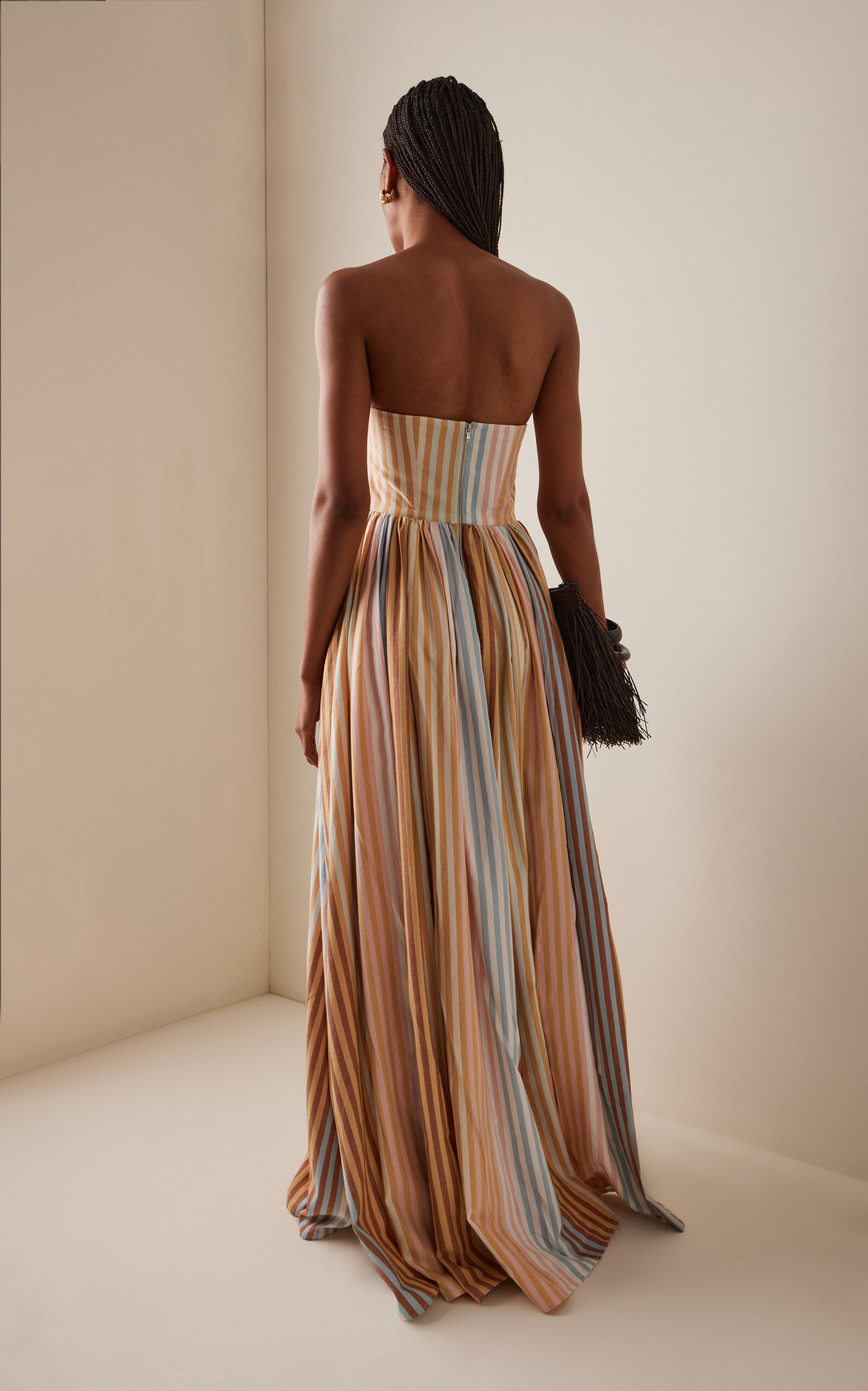 The Striped Cotton Corset Maxi Dress stripe - 4