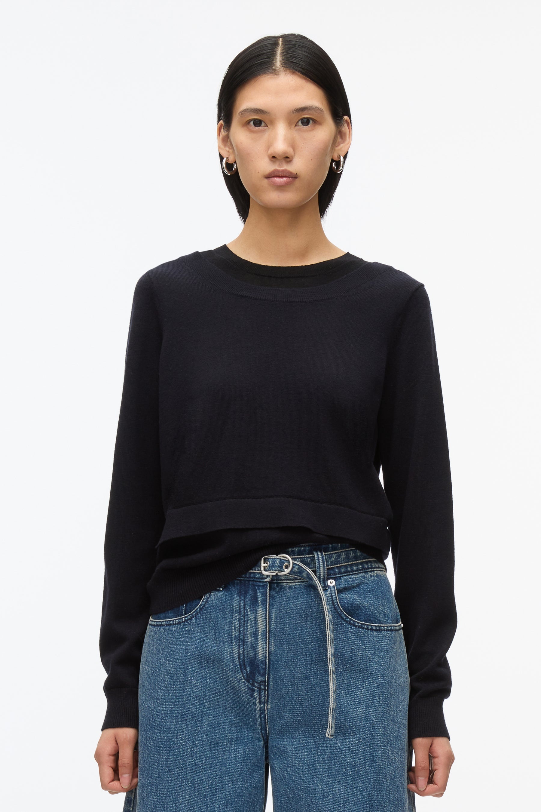 Layered Knit Pullover with Keyhole - 15