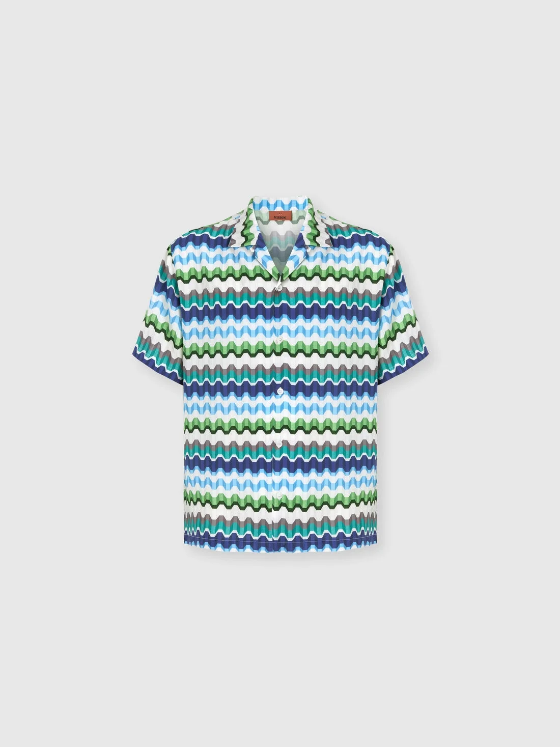 Viscose bowling shirt with Greek key print - 1