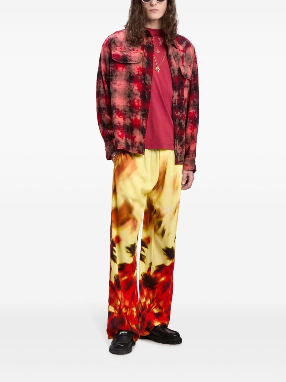 logo-print plaid shirt - 2
