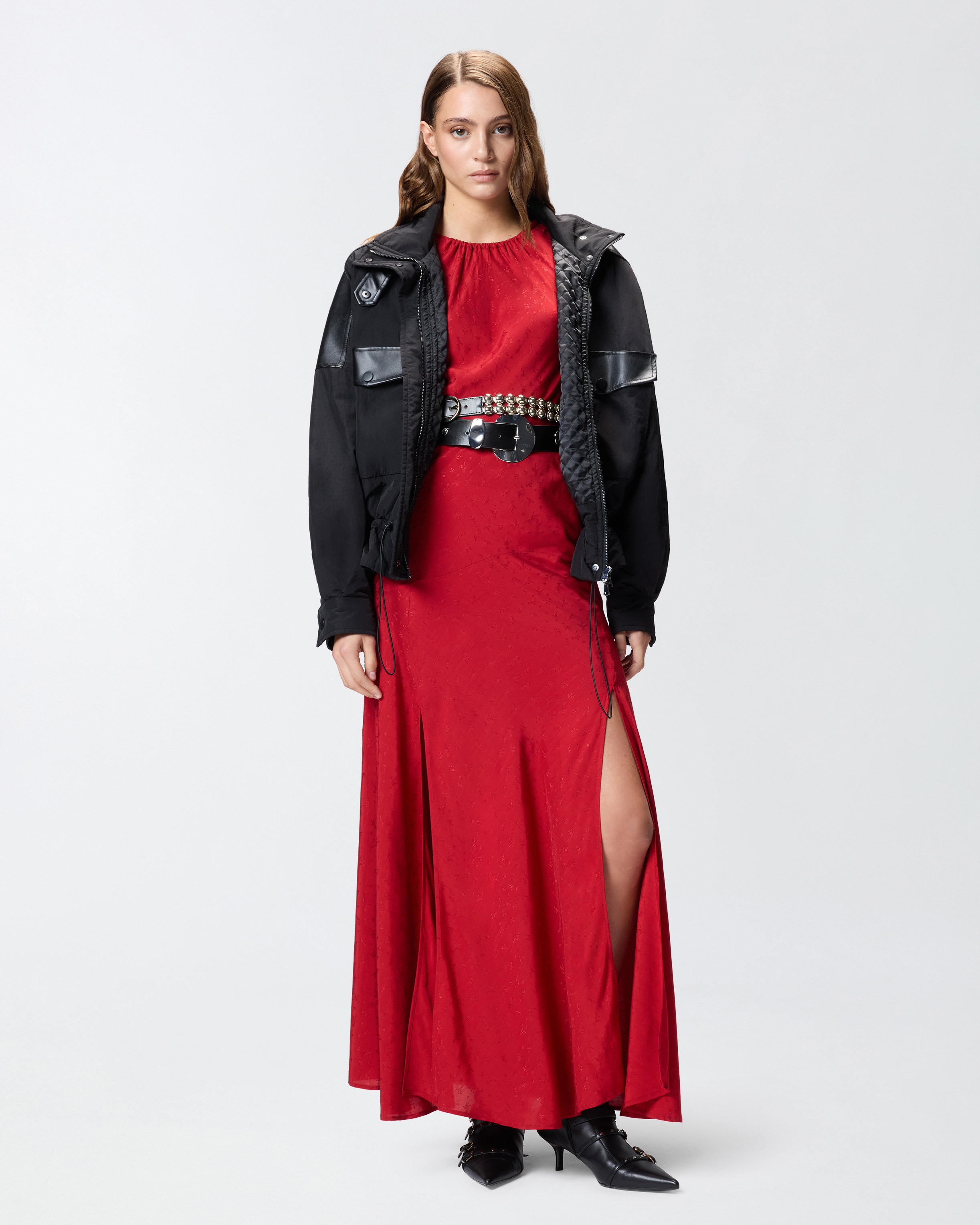 LONG VISCOSE JACQUARD DRESS - 3