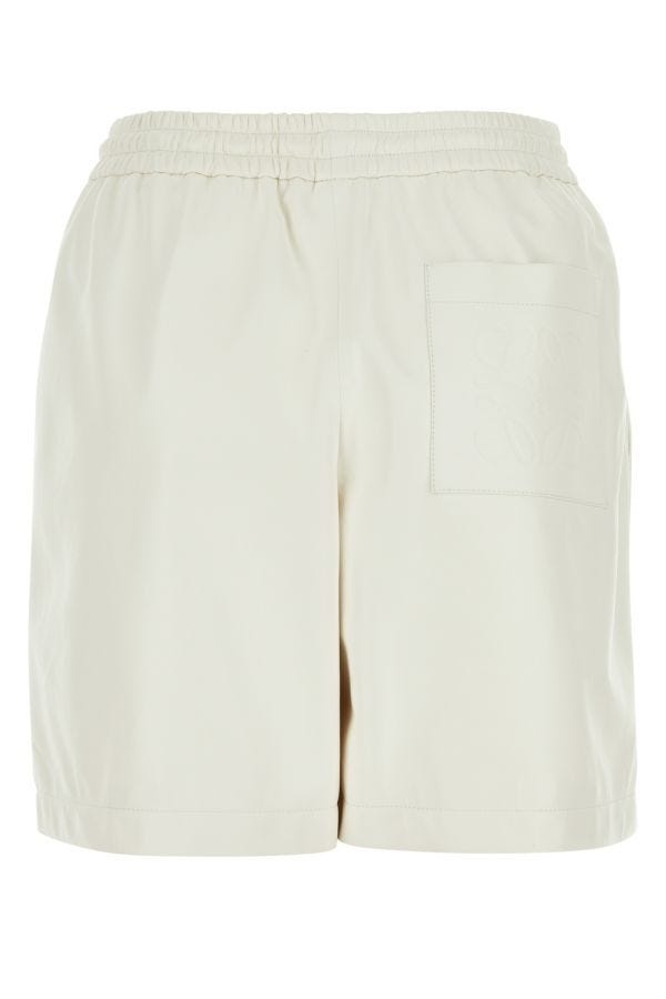 Loewe Woman White Leather Shorts - 2