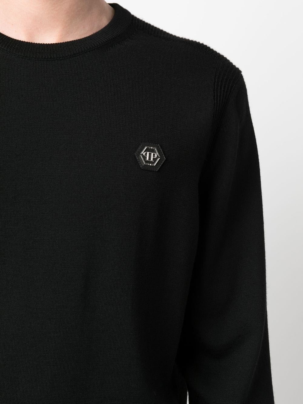 logo patch merino wool jumper - 5