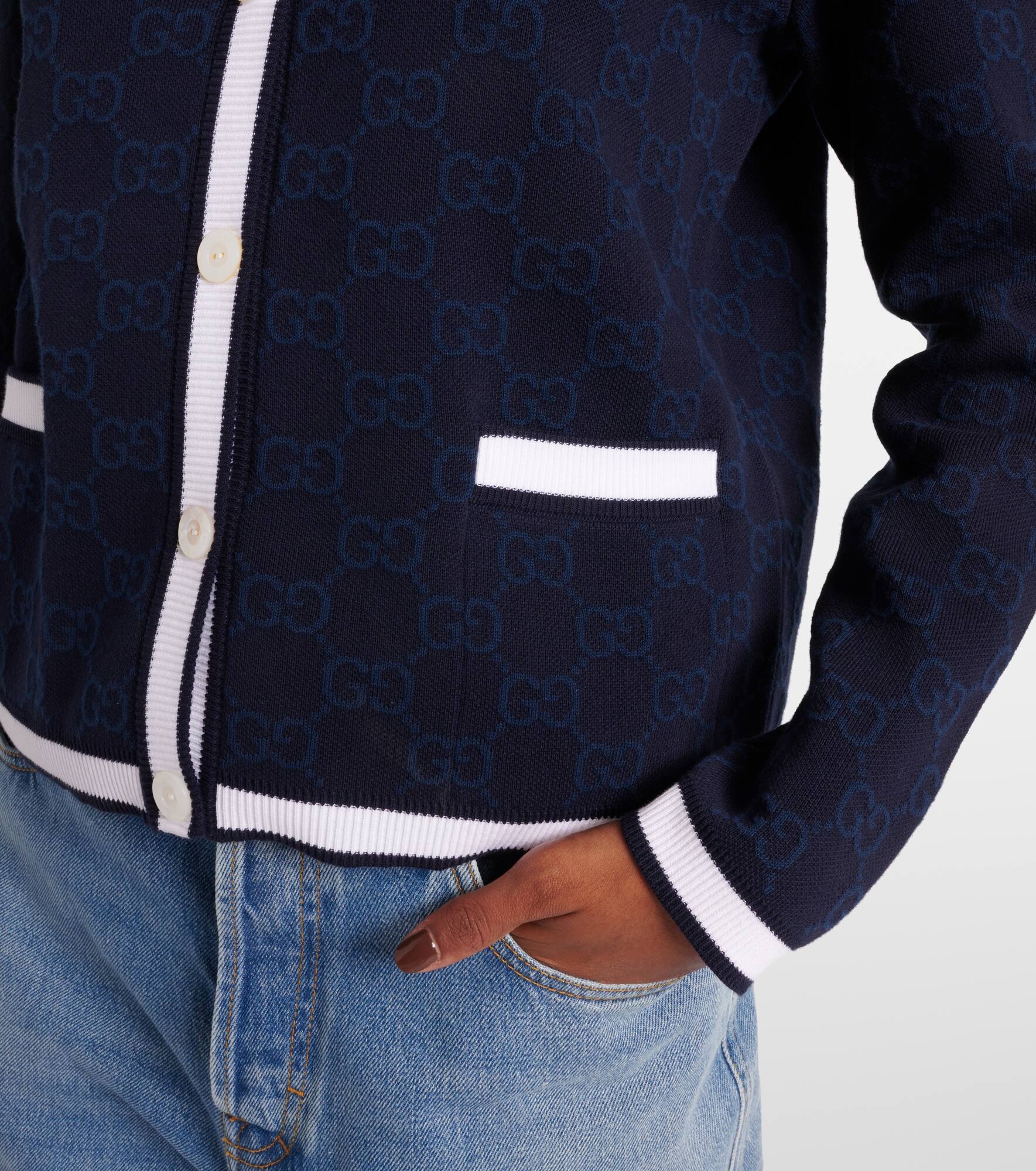 GG cotton intarsia cardigan - 5