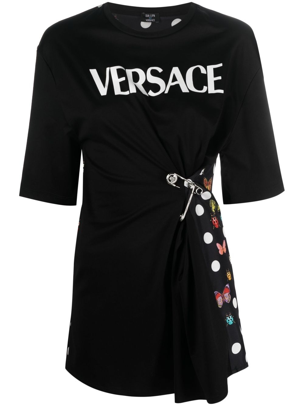 VERSACE x Dua Lipa Butterfly print safety pin T shirt REVERSIBLE