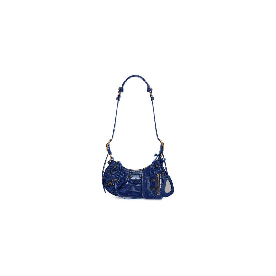Women's Le Cagole Xs Shoulder Bag Crocodile Embossed in Indigo 1