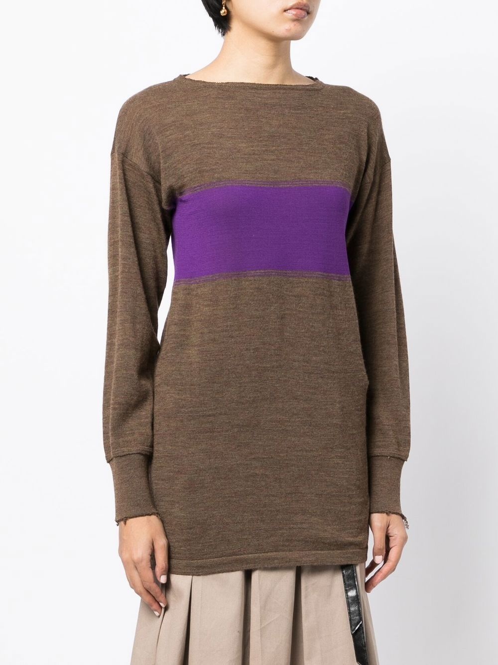panelled round-neck jumper - 2