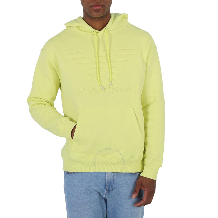 Emporio Armani Yellow Embossed Oversized Eagle Hooded Sweatshirt - 3