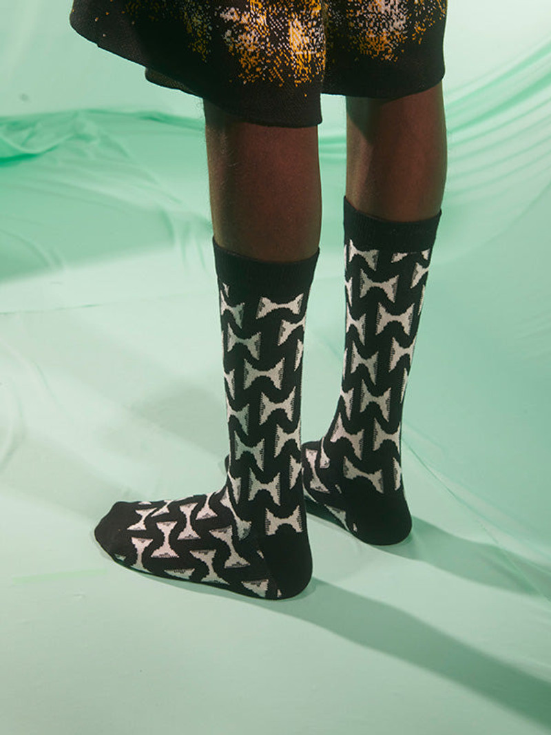 JAZZHANDS SOCKS HOMME - BLACK WHITE HANDS 3
