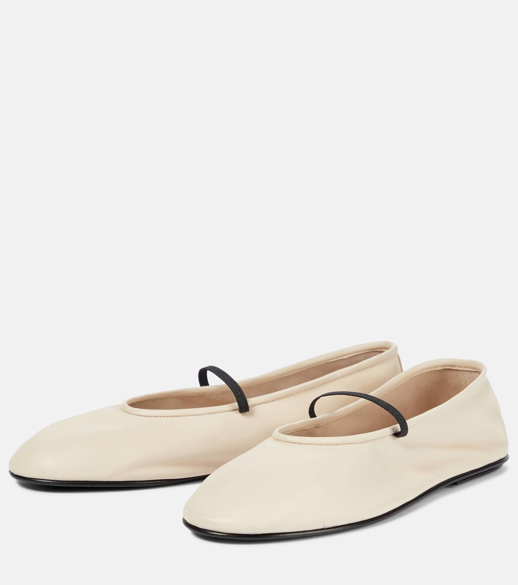 Elastic leather ballet flats - 5
