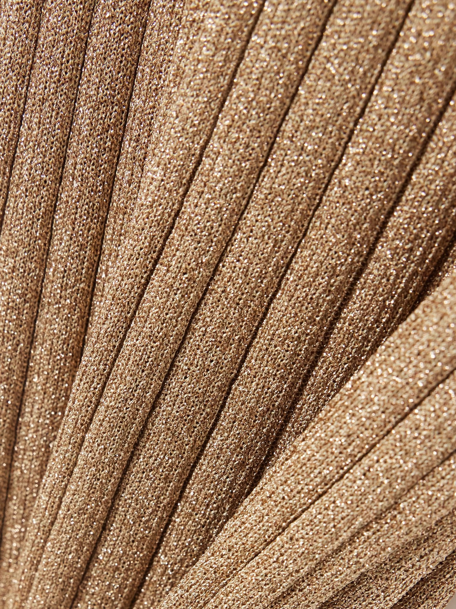 Metallic ribbed-knit midi dress Beige - 4