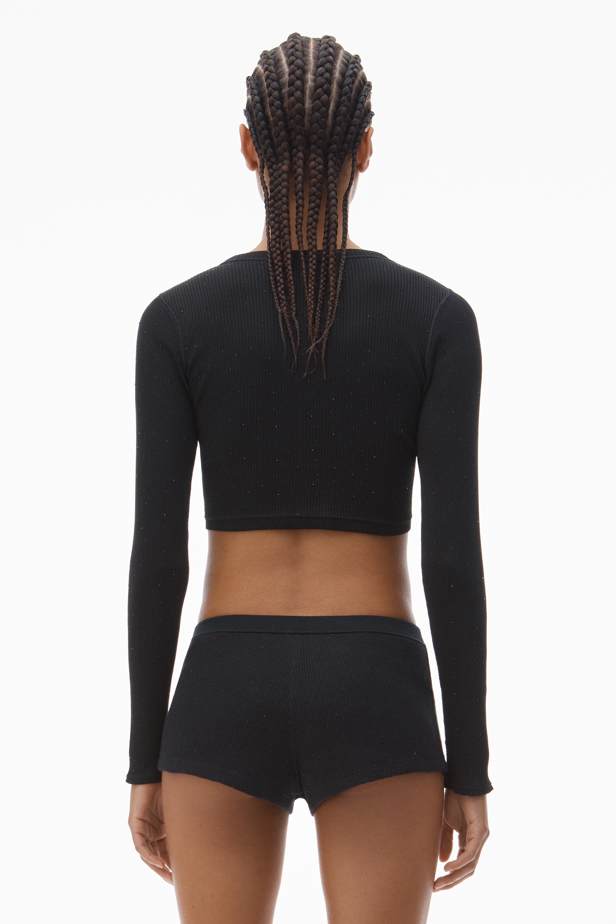 Crystal Hotfix Cropped Long sleeve Tee - 4